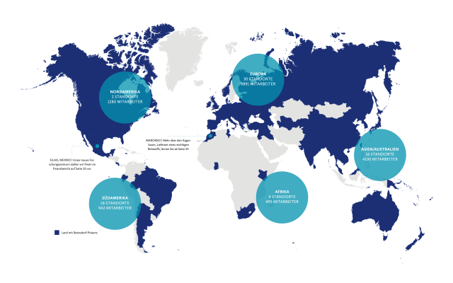 Beiersdorf Geschäftsbericht – Weltkarte Niederlassungen